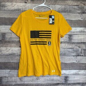 Under Armour Shirt Womens Medium Yellow Short Sleeve United States Army NWT